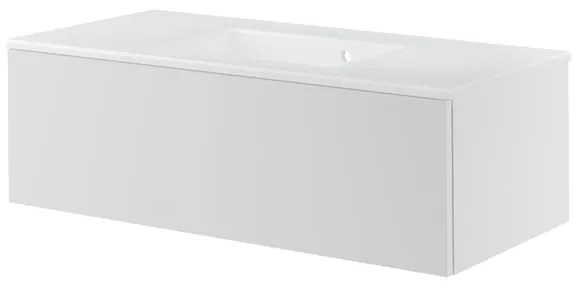 Mobile da bagno sospeso sotto lavabo L 105 x H 32 x P 48 cm bianco, 3 ante Neo, Maniglie acquistabili separatamente, chiusura push pull