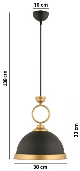 Lampadario a sospensione con cavo MONZA 1xE27/40W/230V diam. 30 cm nero/bronzo