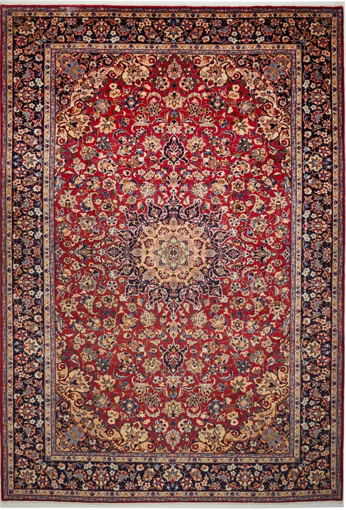 Najafabad Tappeto 390x270 Rosso (Iran) Annodato A Mano