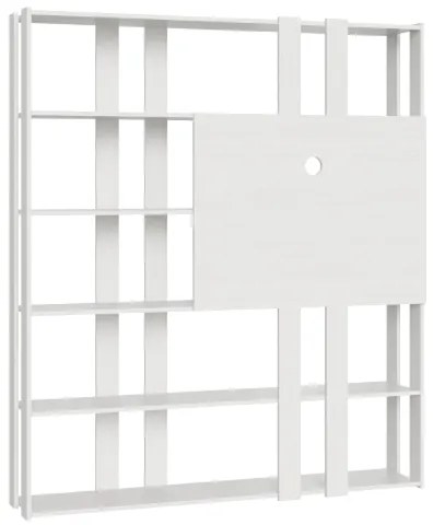 Llibreria in legno Bianco Frassino 178x204h cm con porta tv e 6 ripiani - KATO N