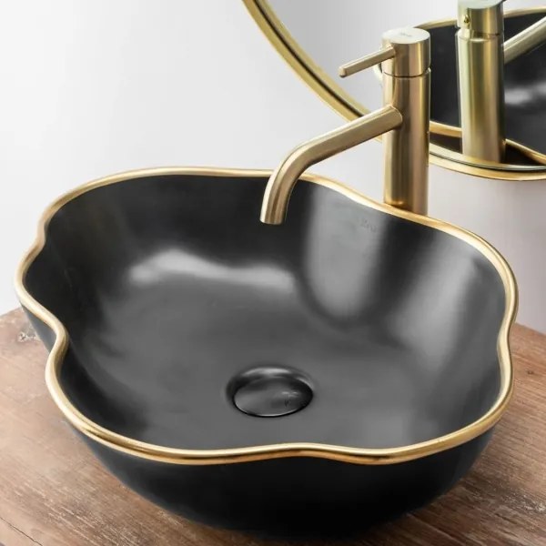 REA-B4526 - Miscelatore per lavabo LUNGO 28 cm, oro spazzolato