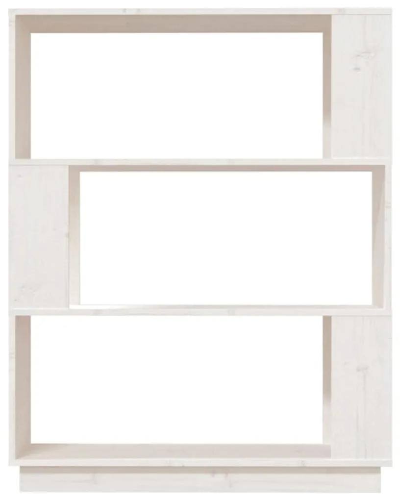 Libreria/divisorio bianco 80x25x101 cm legno massello di pino