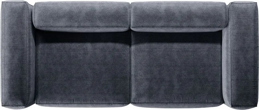 Divano blu polveroso con rivestimento in velluto a coste 264 cm Bergamo – Cosmopolitan Design