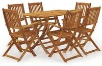 Set da Pranzo da Giardino 7 pz Pieghevole in Massello di Acacia cod mxl 52234