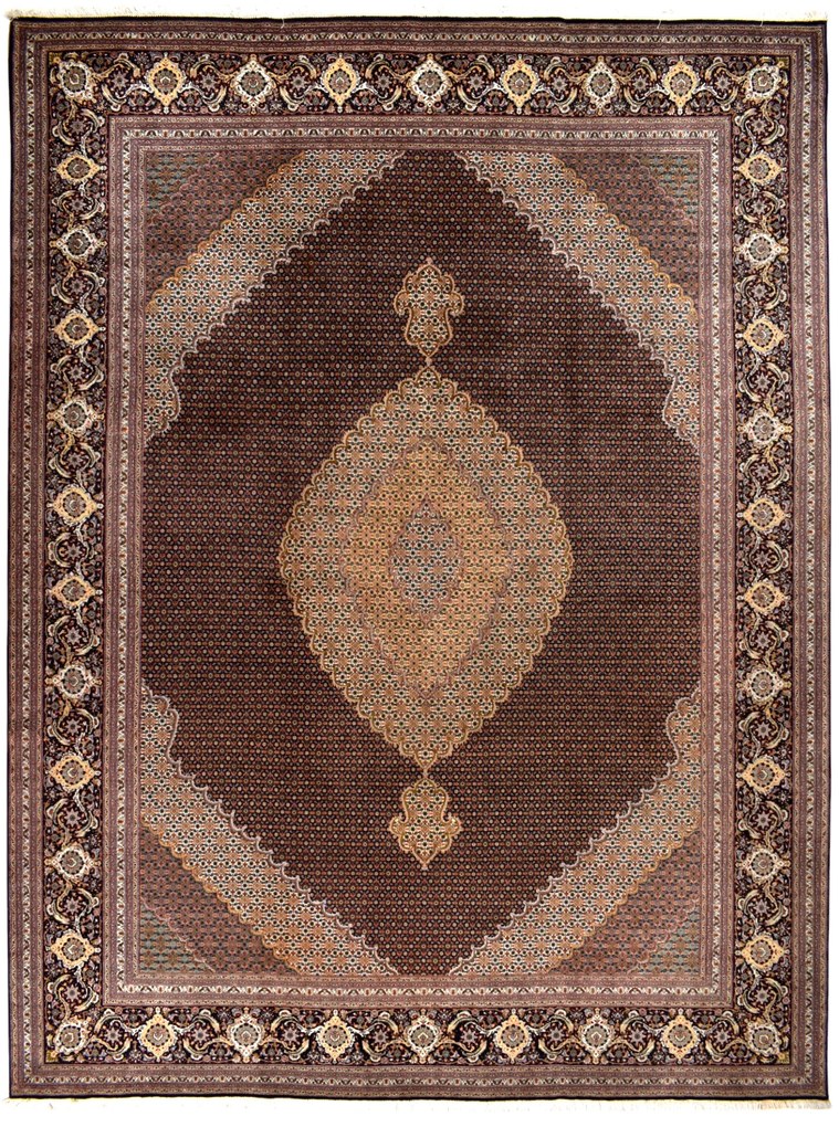 Tabriz Tappeto 400x300 Blu (Iran) Annodato A Mano