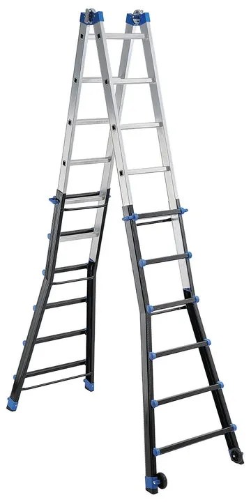 Scala multiposizione GIERRE Serie 7 in alluminio 6 + 6 gradini portata massima 150 kg EN 131 per lavori fino a 7.12 m