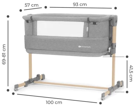KINDERKRAFT - Culla per bambini NESTE GROW grigio chiaro