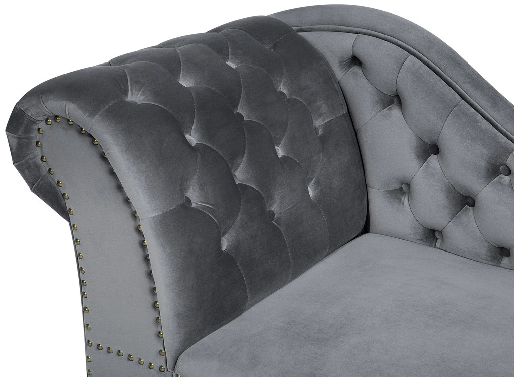 Chaise longue sinistra in velluto grigio NIMES Beliani