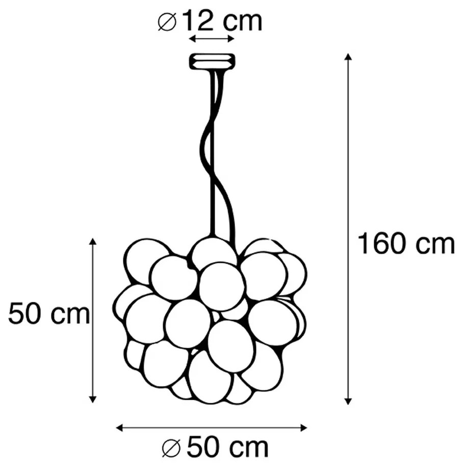 Lampadario Art Déco nero con vetro ambrato 8 luci - Uvas