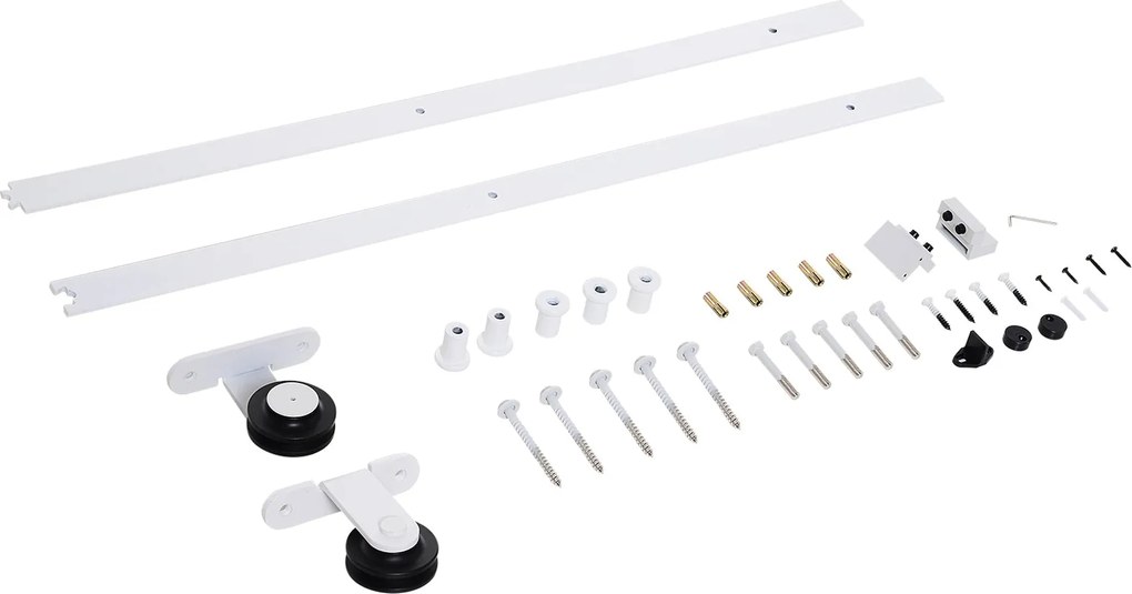 Kit per Porta Scorrevole con Binario 183 cm in Acciaio Bianco...