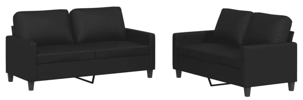 Set di divani 2 pz con cuscini nero in similpelle