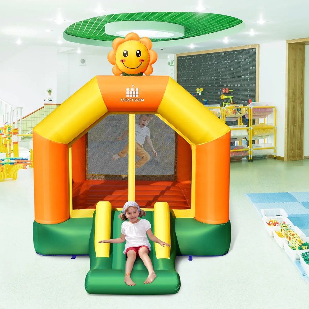 Costway Castello gonfiabile per bambini per interno ed esterno, Casa gonfiabile con scivolo e canestro da basket