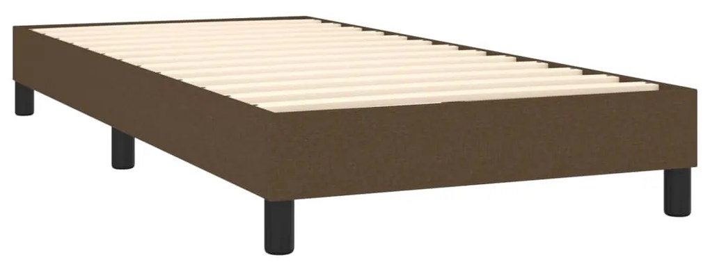 Letto a molle materasso e led marrone scuro 90x200cm in tessuto