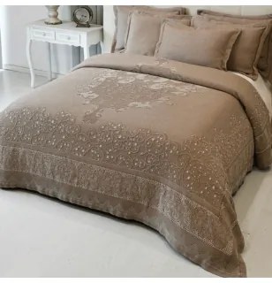 Copriletto matrimoniale Botticelli Home Arabesco in cotone jacquard Marrone Matrimoniale