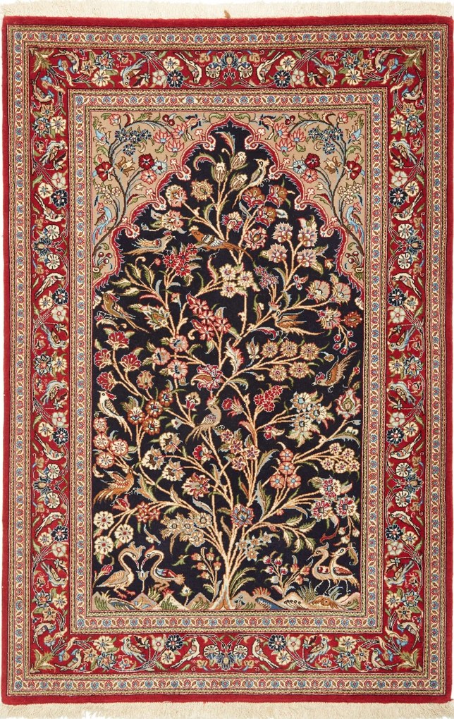 Isfahan Tappeto persiano 150x100 Blu (Iran) Annodato A Mano