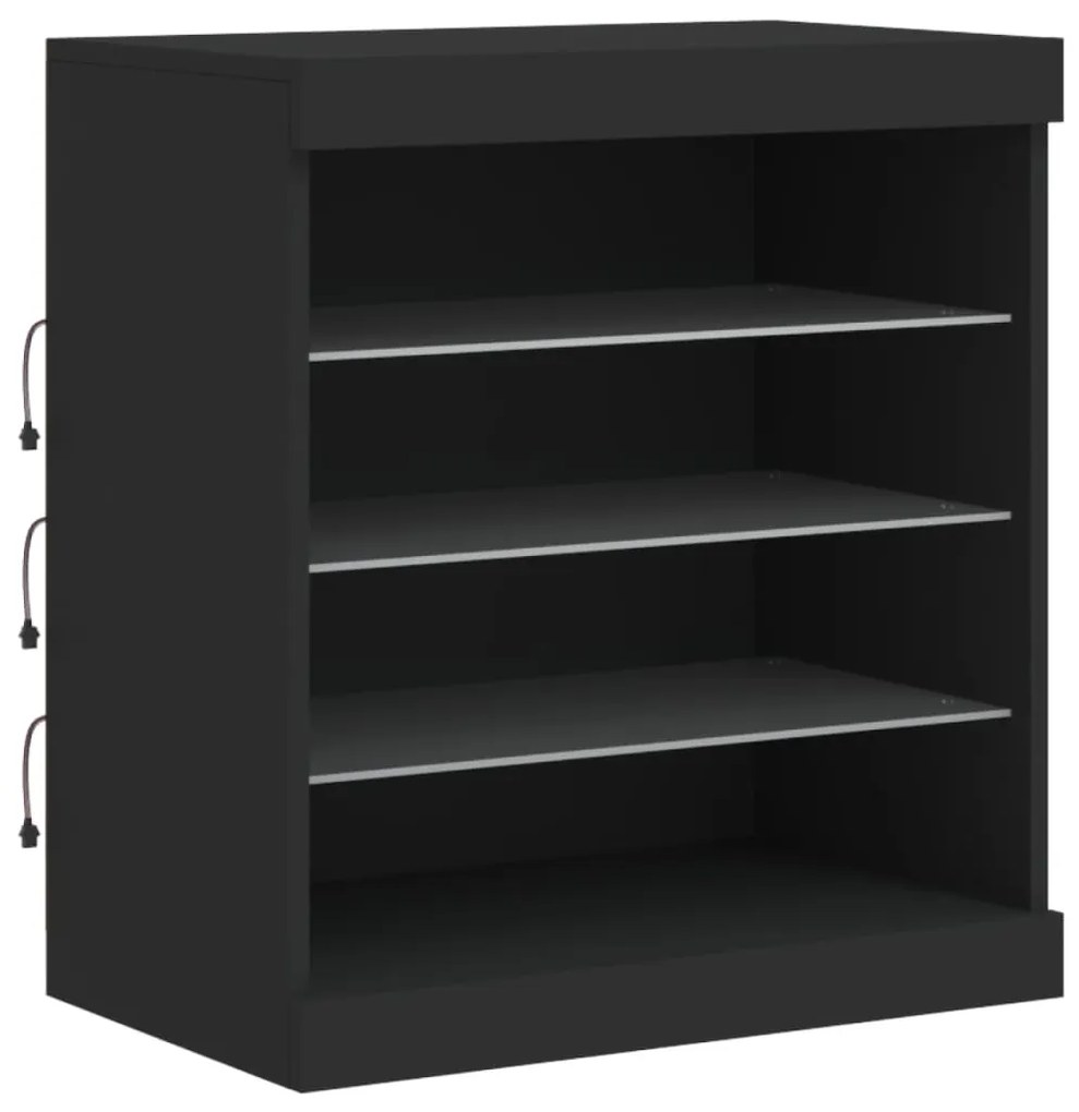 Credenza con luci led nera 60,5x37x67 cm