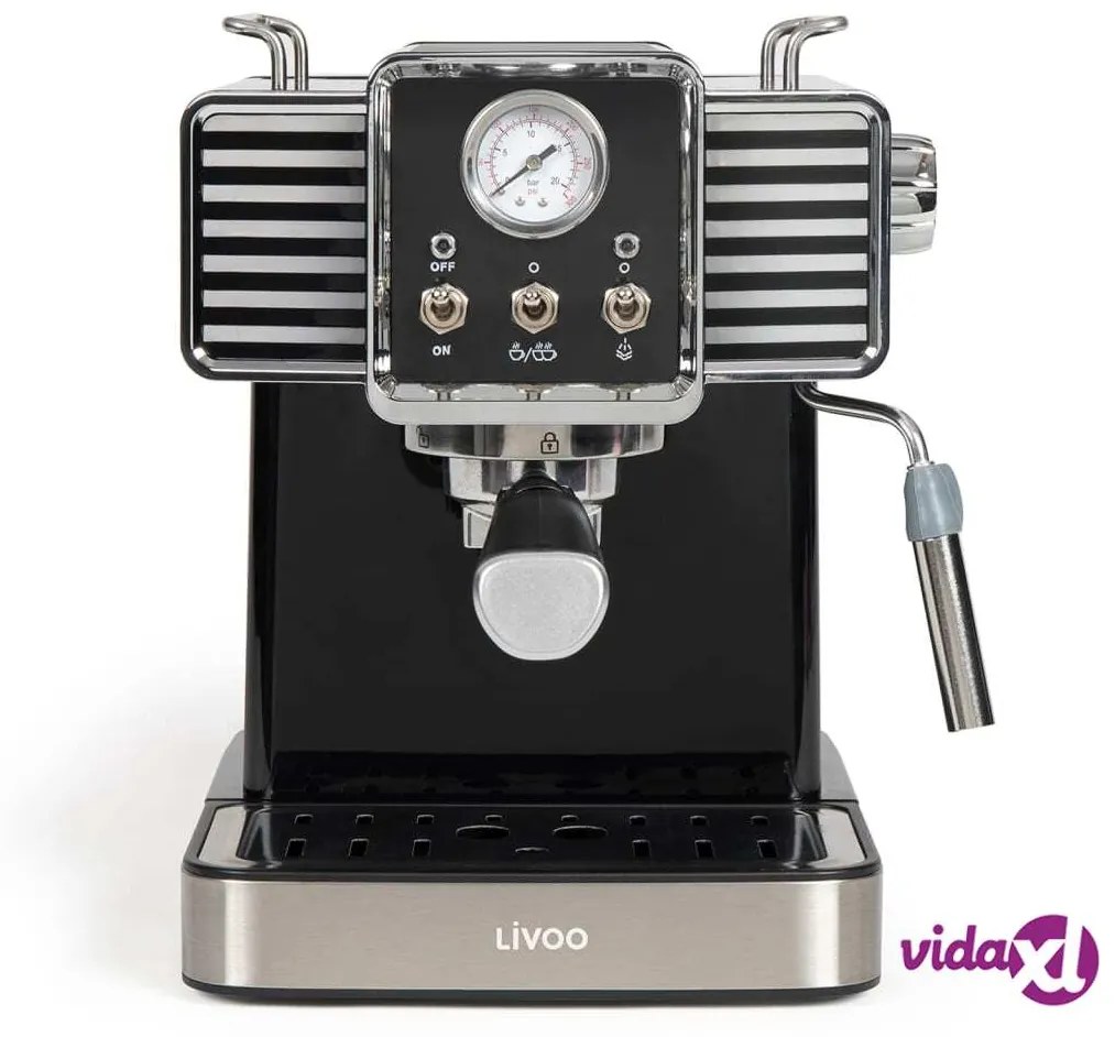 Livoo Macchina per Caffè Espresso con Montalatte 1,5 L 1350 W Nera