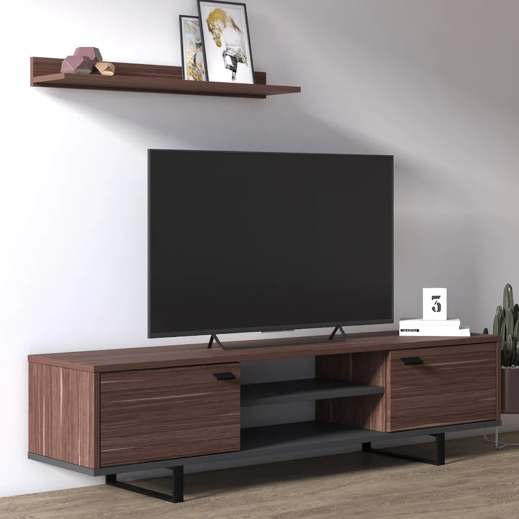 Mobile per TV Grigio Cemento 150x33,5x45cm Legno Ingegnerizzato