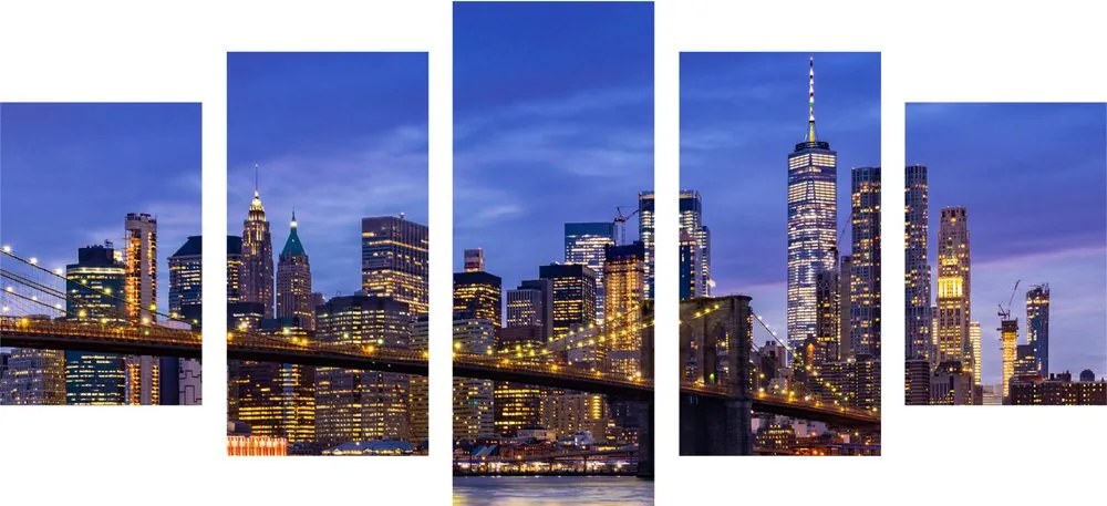 Quadri 5 pezzi – Affascinante ponte di Brooklyn