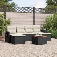 Set Divani da Giardino con Cuscini 7pz Nero Polyrattan 3257015