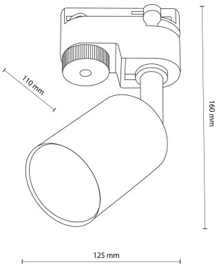 Faretto per sistema a binario TOP 1xGU10/10W/230V nero