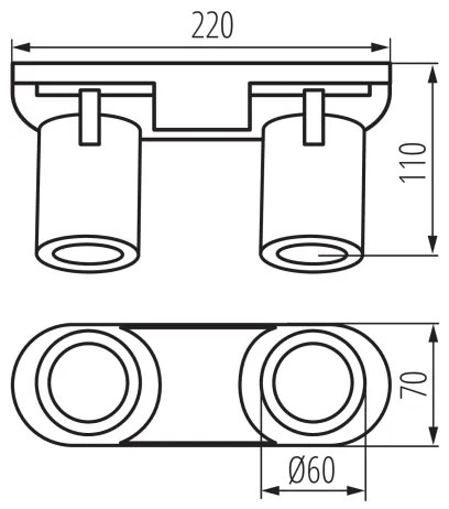 Kanlux 38961 - Faretto LAURIN 2xGU10/10W/230V ottone/nero