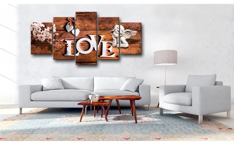 Quadro House of Love  Colore Grigio, Dimensioni e Misure 100x50