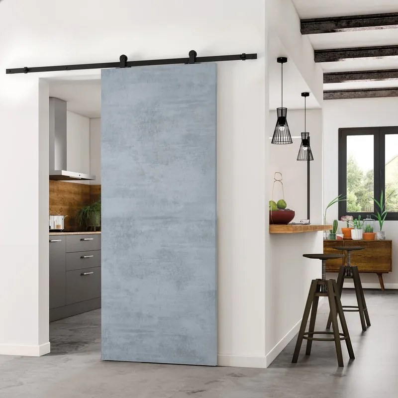 Porta scorrevole Cemento in alluminio grigio, L 92.5 x H 211.5 cm, con binario Retro Reversibile