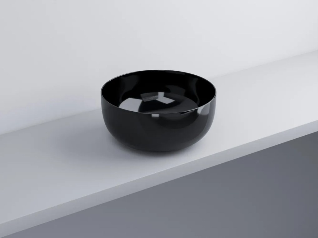 Cielo Shui Lavabo da appoggio tondo 40 cm senza troppopieno in ceramica nero lucido