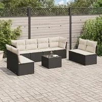 Set Divani da Giardino 9 pz con Cuscini Nero in Polyrattan 3249295