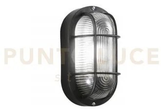 Plafoniera turtle nera ovale 1 luce attacco e27 ip54 12x10,5x20,5cm