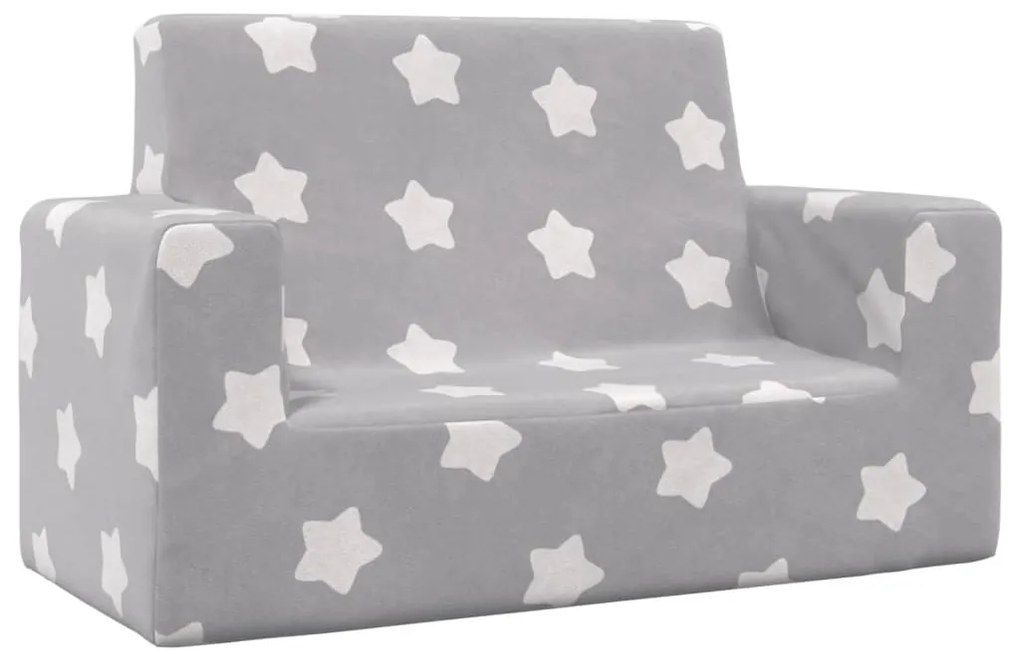 Divano per bambini 2 posti grigio chiaro stelle morbido peluche