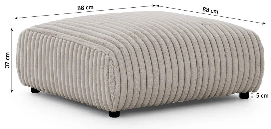 Poggiapiedi grigio chiaro con rivestimento in velluto a coste Justin – Ropez