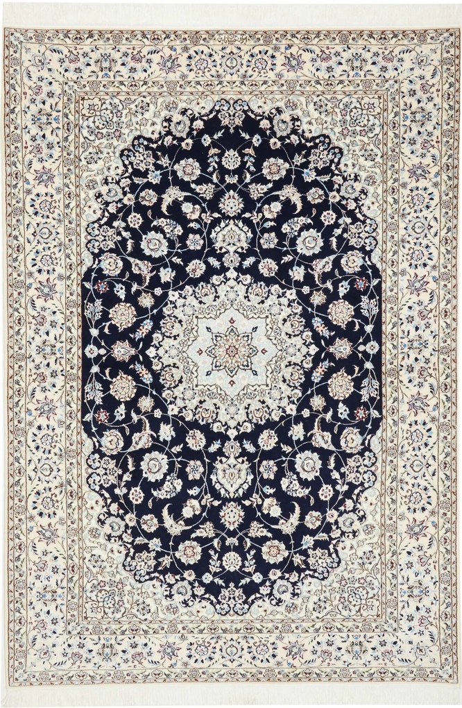 Nain Tappeto persiano 230 x 160 Blu (Iran) Annodato A Mano