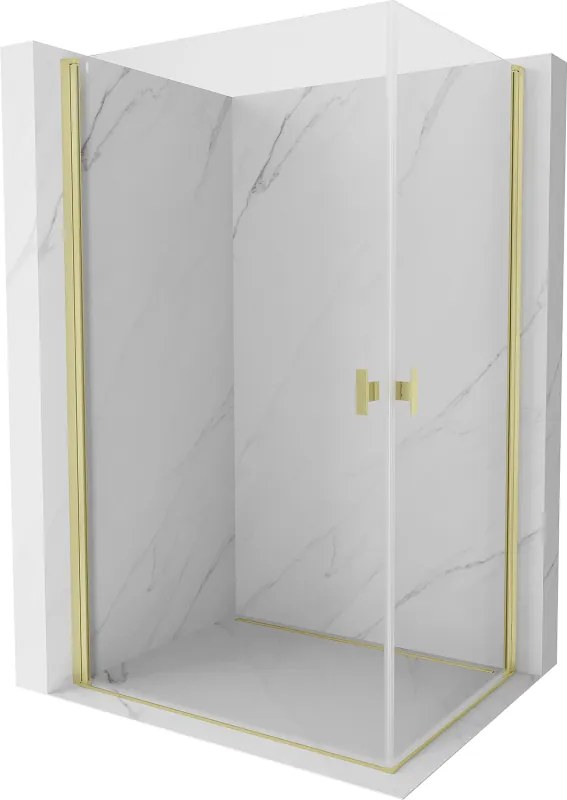 Mexen Mist-B Duo cabina doccia battente 95 x 80 cm, trasparente, oro spazzolato - 8A2-095-080-55-00