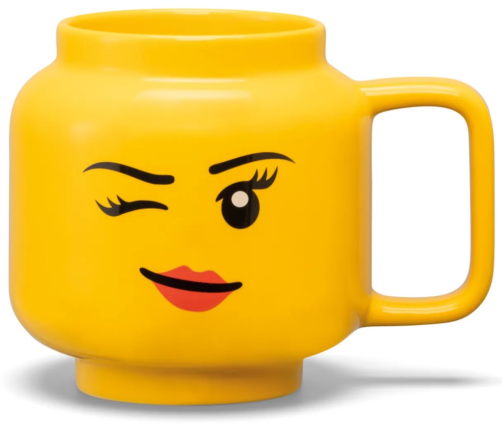 Tazza ragazza occhiolino in ceramica gialla Lego