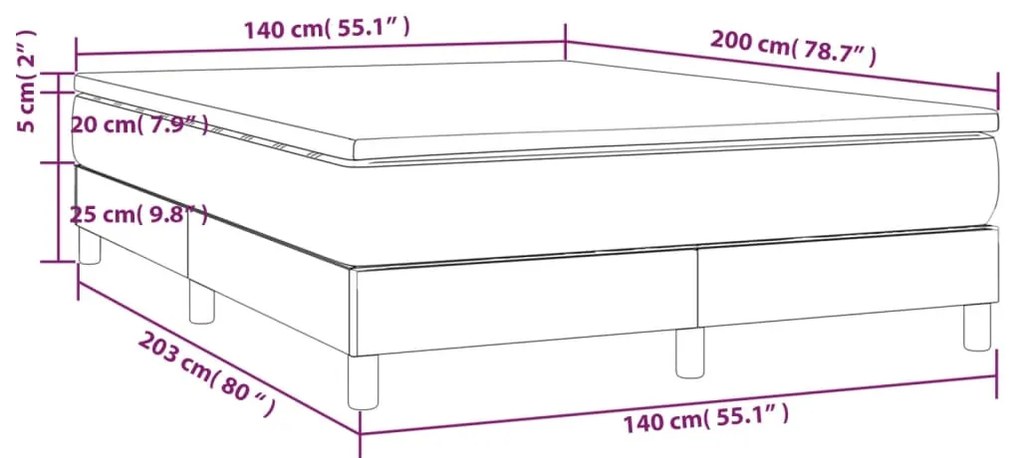 Giroletto a Molle con Materasso Blu Scuro 140x200 cm in Velluto