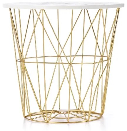 Tavolino HARISSA 41x42 cm oro/bianco marmor decor