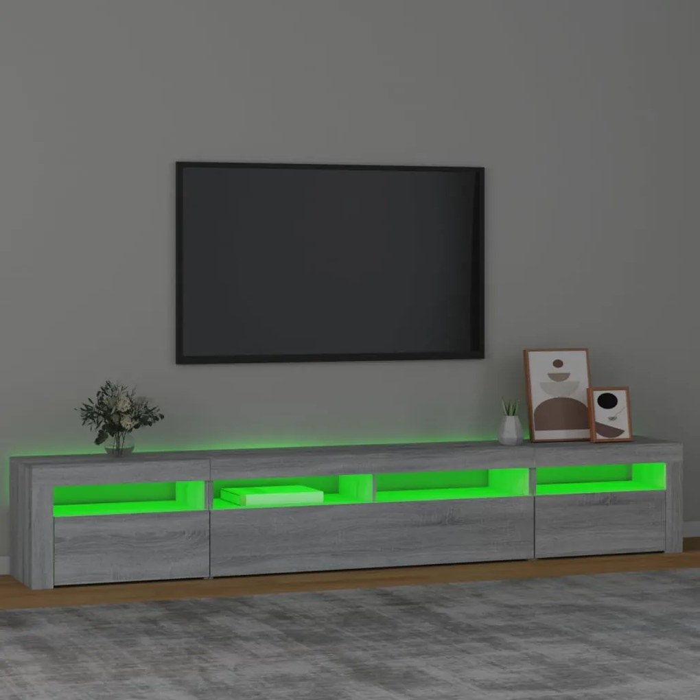 Mobile porta tv con luci led grigio sonoma 240x35x40 cm