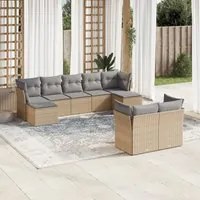 Set Divano da Giardino 9 pz con Cuscini Beige in Polyrattan 3218309