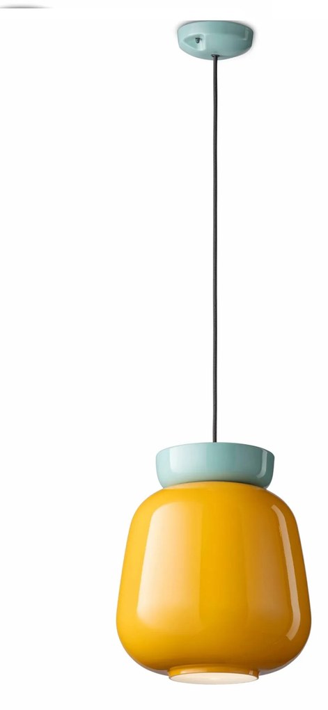 Ferroluce Decò  Corcovado  1-light pendant lamp C2740 Azzurro/giallo