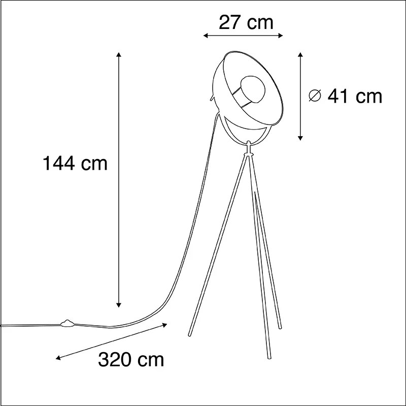 Lampada da terra a treppiede intelligente nera incl. Wifi A60 - Magna 40 Eglip