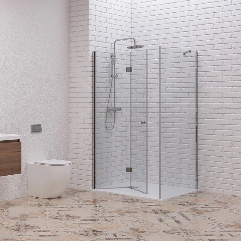Kamalu - Box doccia 100x80 cm apertura soffietto 80 e lato fisso 100 cm| KS7000