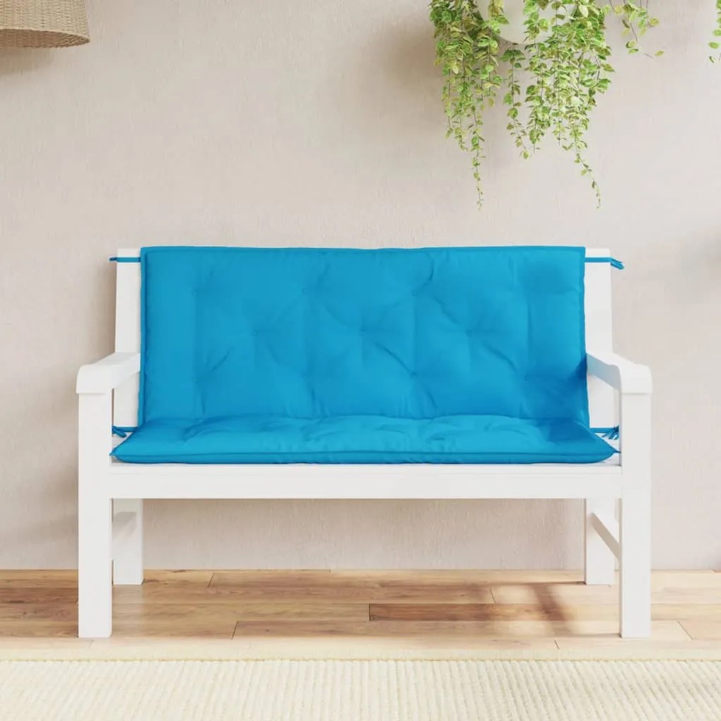 Cuscini Per Panca 2 Pz Azzurri 120x50x7cm İn Tessuto Oxford /