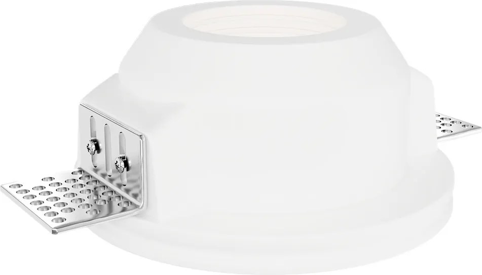 Portafaretto Rotondo Ø120x60mm GU10 in Gesso Pitturabile con Vetro