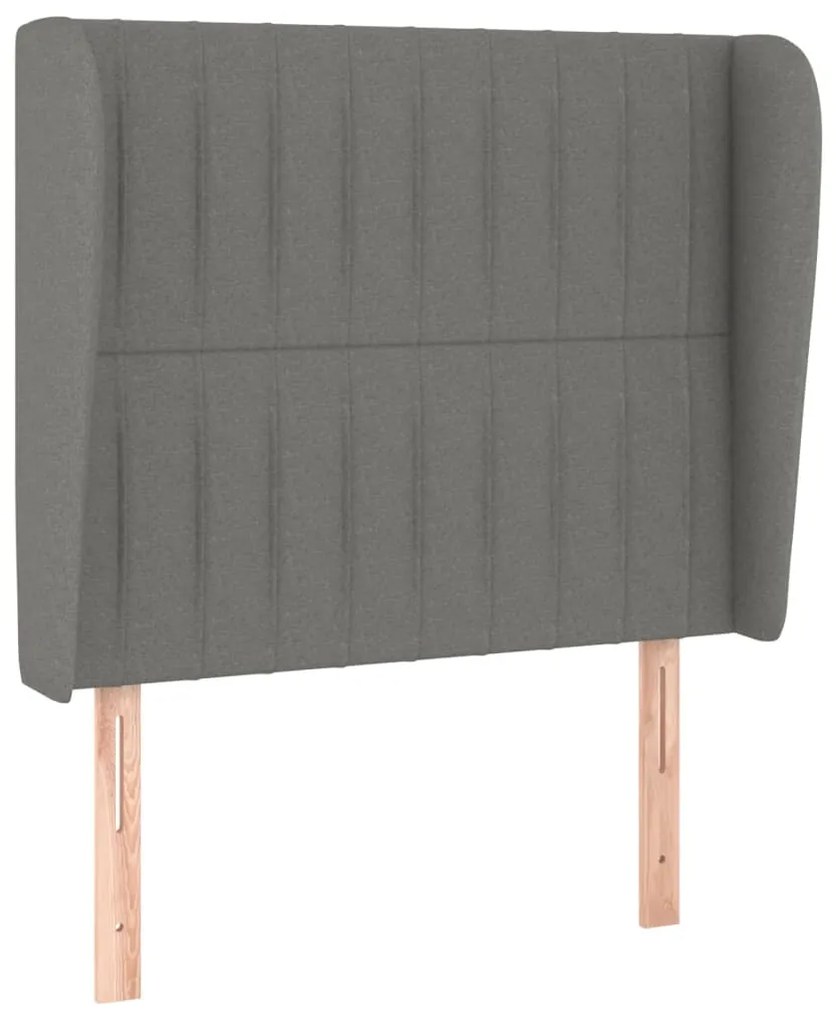 Testiera ad orecchio grigio scuro 93x23x118/128 cm in tessuto