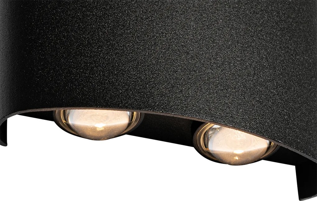 Lampada da parete per esterni nera con LED 4 luci IP54 - Silly