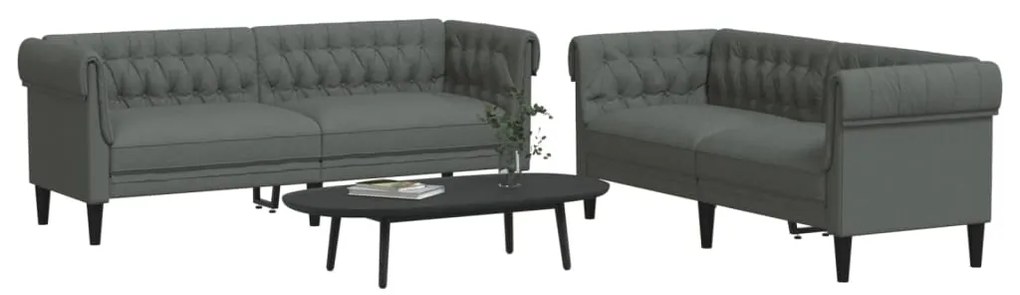Set Di Divani 2 Pz Grigio Scuro İn Tessuto /