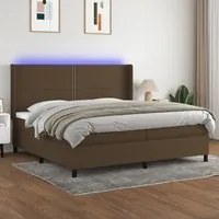 Letto a Molle Materasso e LED MarroneScuro 200x200cm in Tessuto 3138264