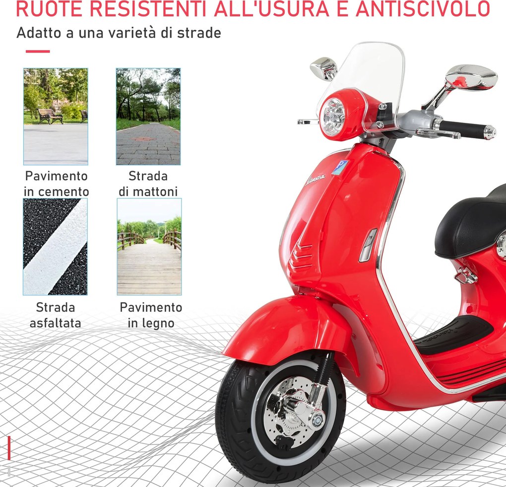 Piaggio Vespa 946 Elettrica 12V per Bambini Rossa...